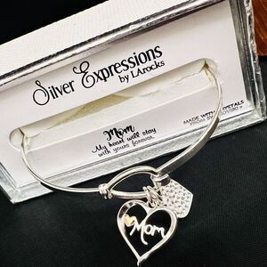 Mom Silver Expressions By La Rocks Charm Swarowski Pave Heart Mother’s Day $50